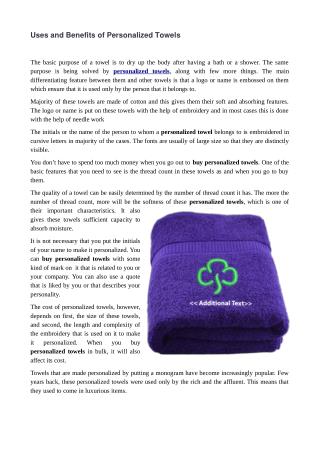 Uses and Benefits of Personalized Towels