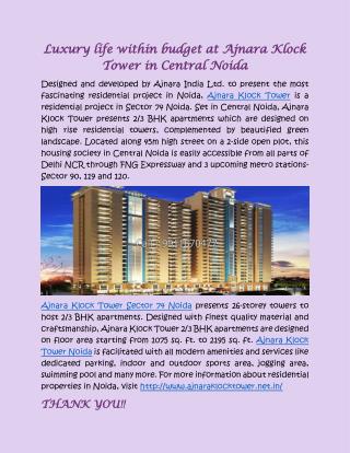 Budget home at Ajnara Klock Tower in Central Noida
