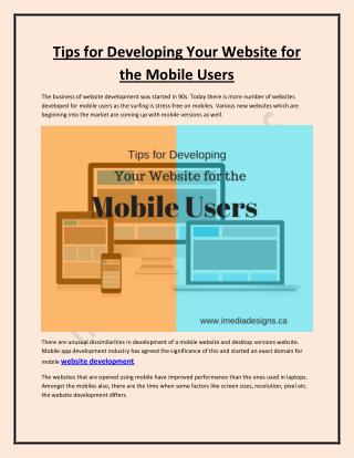 Tips While Developing Your Website for Mobile Users
