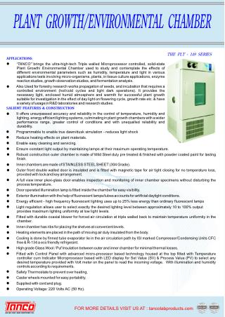 Environmental Chamber - Manufacturer and Supplier - Tanco Lab Products