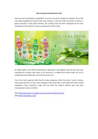 Aloe vera juice manufacturers itself