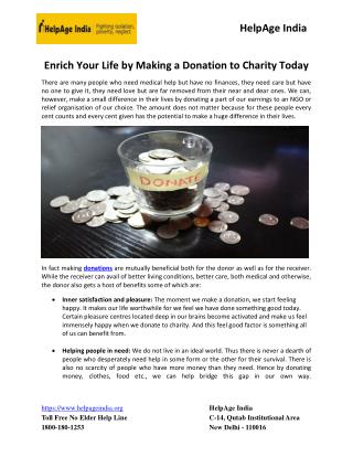 Enrich Your Life By Making A Donation To Charity Today