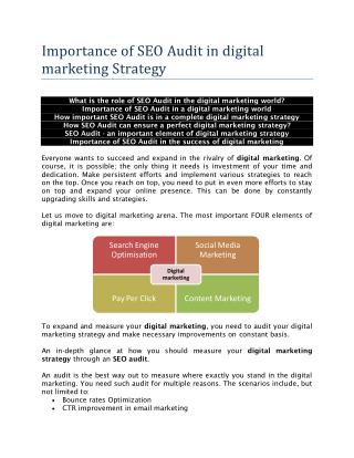 Importance of SEO Audit in digital marketing Strategy