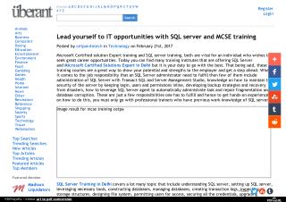 Lead yourself to IT opportunities with SQL server and MCSE training