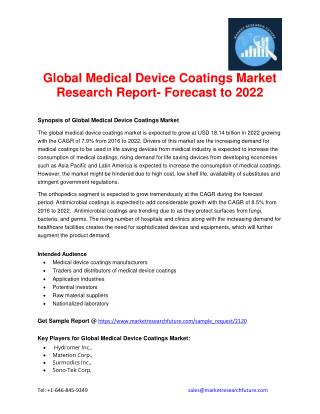 Global Medical Device Coatings Market Research Report- Forecast to 2022