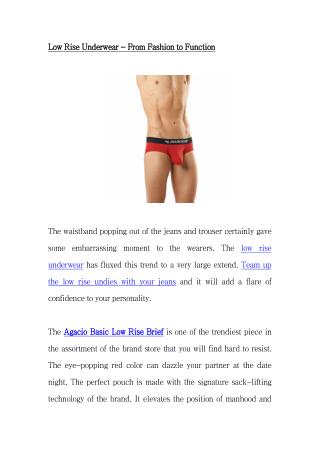 Low Rise Underwear - From Fashion to Function