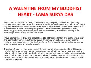 A VALENTINE FROM MY BUDDHIST HEART - LAMA SURYA DAS