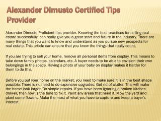 Alexander Dimusto Certified Tips Provider