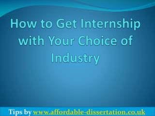 How to Get Internship in Your Choice of Industry