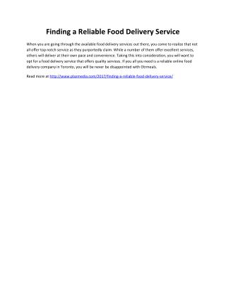 Finding a Reliable Food Delivery Service