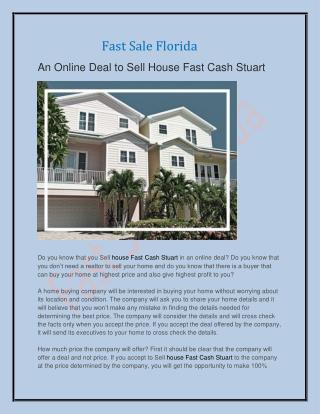 An Online Deal to Sell House Fast Cash Stuart