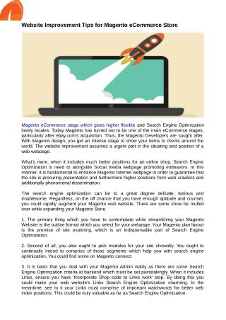 How to improve your magento ecommerce stores ?
