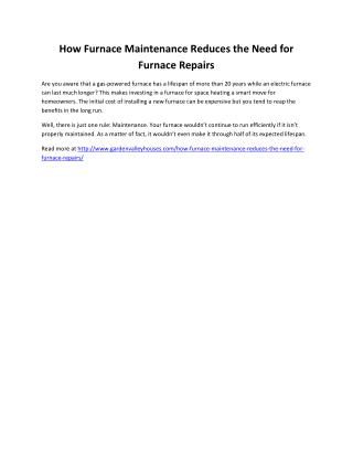 How Furnace Maintenance Reduces the Need for Furnace Repairs