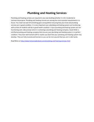 Plumbing and Heating Services