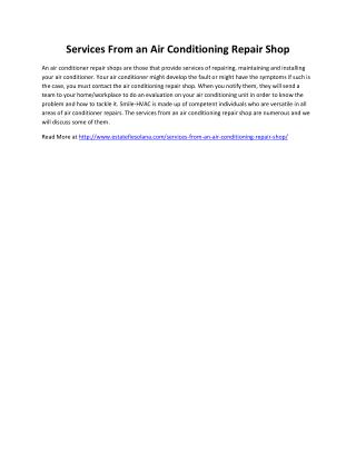Services From an Air Conditioning Repair Shop