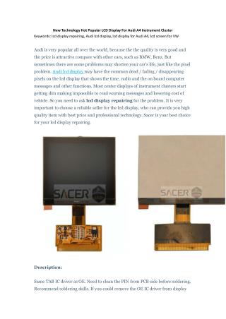 New Technology Hot Popular LCD Display For Audi A4 Instrument Cluster