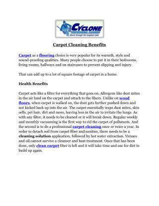 Carpet Cleaning Benefits
