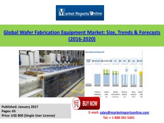 Wafer Fabrication Equipment Market Analysis & 2020 Forecast Report Available at MarketReportsOnline.com