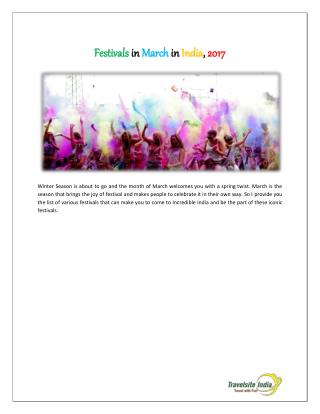 Festivals In March In India, 2017