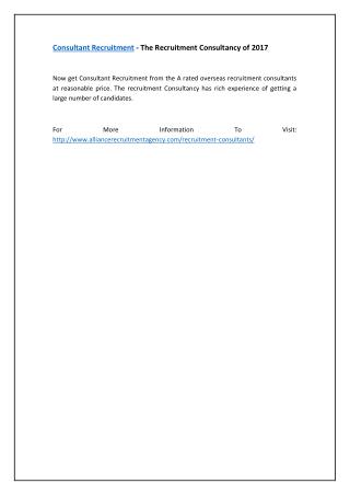 Consultant Recruitment - The Recruitment Consultancy of 2017