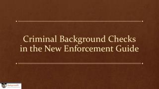 Criminal Background Checks in the New Enforcement Guide