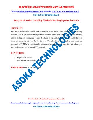 Analysis of Active Islanding Methods for Single phase Inverters