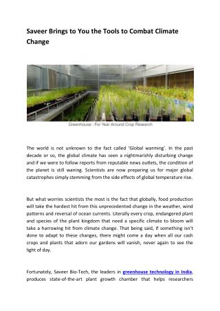 Saveer Brings to You the Tools to Combat ClimateChange