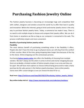 Purchasing fashion jewelry online