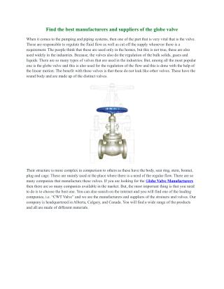 Suppliers & Manufacturers of Globe Valve