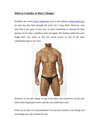 What to Consider in Men’s Thongs?