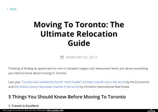 Moving To Toronto: The Ultimate Relocation Guide