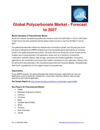 Global Polycarbonate Market - Forecast to 2027