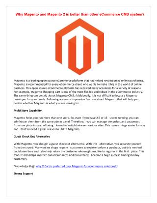Why Magento and Magento 2 is better than other eCommerce CMS system?