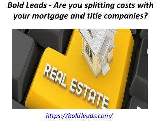 Bold Leads - Are you splitting costs with your mortgage and title companies?
