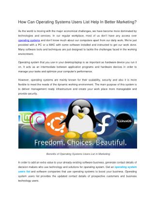How Can Operating Systems Users List Help In Better Marketing?