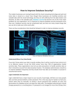 How to Improve Database Security?