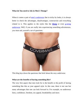 What do You need to Ask in Men’s Thongs?
