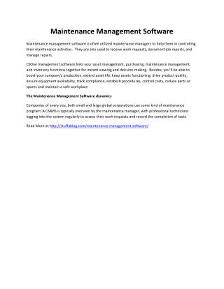 Maintenance Management Software