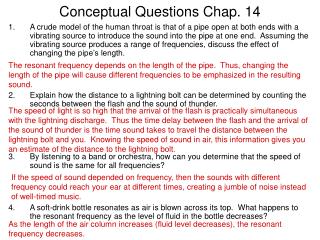 Conceptual Questions Chap. 14
