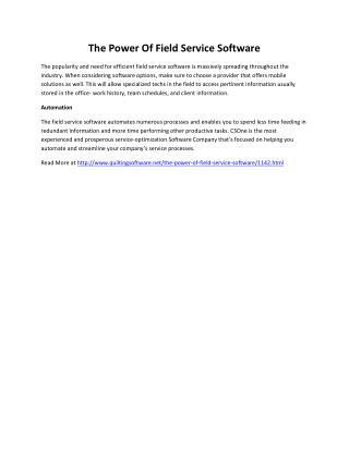 The Power Of Field Service Software