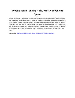Mobile Spray Tanning – The Most Convenient Option