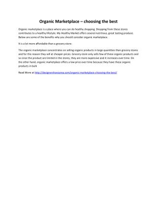 Organic Marketplace – choosing the best