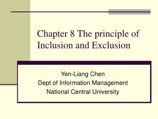 Chapter 8 The principle of Inclusion and Exclusion