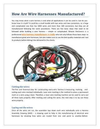 How Are Wire Harnesses Manufactured?