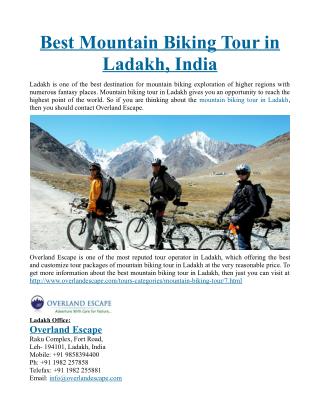 Best Mountain Biking Tour in Ladakh