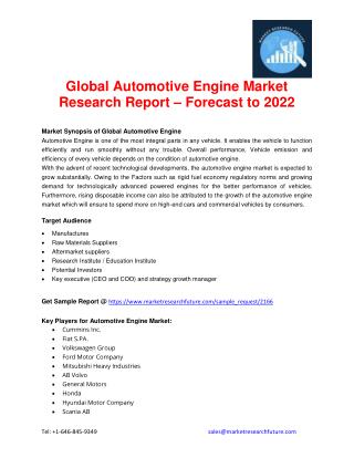 Global Automotive Engine Market Research Report – Forecast to 2022