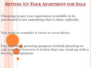 Setting Up Your Apartment for Sale