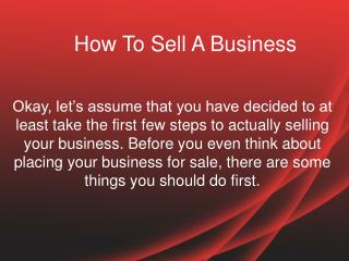 How To Sell A Business