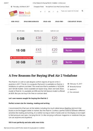 A Few Reasons for Buying iPad Air 2 Vodafone - simhub.co.uk