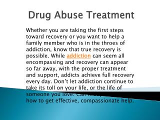 Drug Abuse Treatment | Reliable Detoxification Program